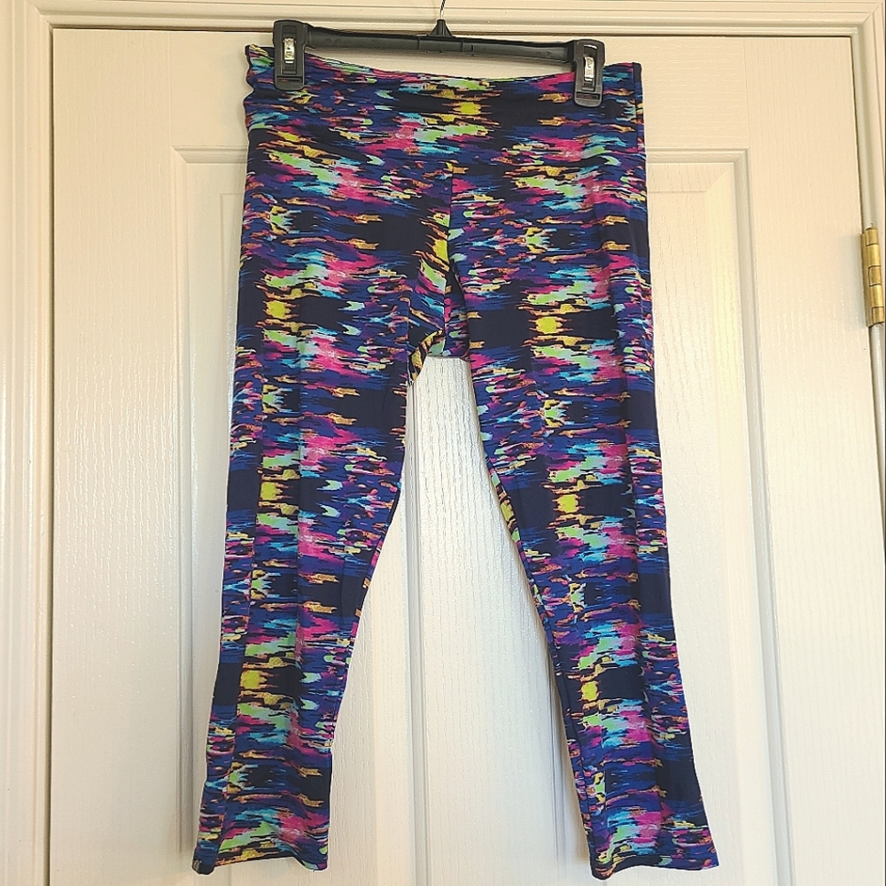 Onzie Yoga Colorful Athletic Crop Leggings Size Medium Large